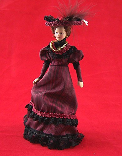 CREAL SàRL Dame Lady mit Hut elegant Puppe für die Puppenstube Miniatur 1:12 von CREAL SàRL