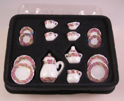 CREAL SàRL Kaffeeservice Porzellan Rosenranken 17 Teile Puppenhaus Miniatur 1:12 CREAL SàRL Kaffeeservice Porzellan Rosenranken 17 Teile Puppenhaus Miniatur 1:12 von CREAL SàRL