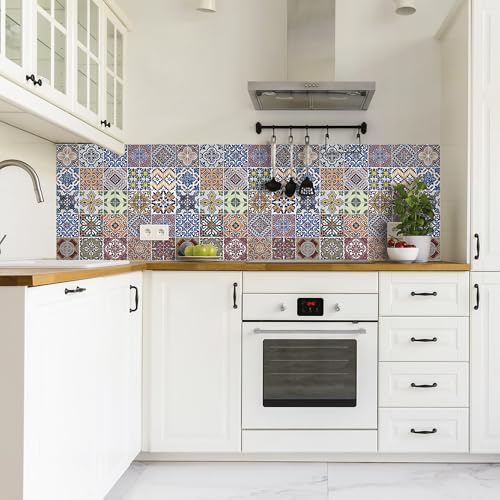 CREARREDA Küchenspritzschutz starre Wandaufkleber für Herde 60 x 58 cm Glänzender Effekt - Dicke 1 mm - Beschichtung I schwer entflammbar und hitzebeständig und wasserdicht Farbe Azulejos CREARREDA Küchenspritzschutz starre Wandaufkleber für Herde 60 x 58 cm Glänzender Effekt - Dicke 1 mm - Beschichtung I schwer entflammbar und hitzebeständig und wasserdicht Farbe Azulejos von CREARREDA