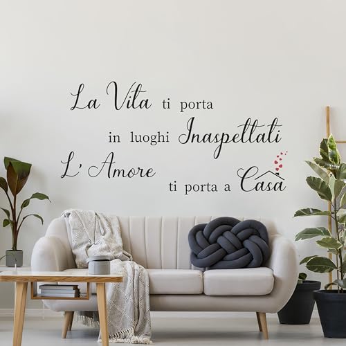 CREARREDA Wandsticker XL La Vita bringt dich 90 x 185 cm Motivations-Wandaufkleber aus Vinyl, abnehmbar und einfach anzubringen, ideal für moderne Räume und glatte Wände von CREARREDA