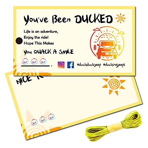 CREATCABIN 50 Stück You've Been Ducked Karten Duck Tags Karte Ducking Spiel DIY Duck Karte Mit Loch Schnur Für Rubber Ducks Autodekoration 3.5 x 2 Zoll (Sonne) von CREATCABIN