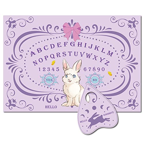 CREATCABIN Hase Ostern Holz Geisterbrett Pendelbrett Sprechende Ouija-Bretter Aus Holz Mit Planchette Wünschelrute Weissagungsspiel Geisterjagd Metaphysische Botschaft Dekor Für Wicca 30 x 21cm(Lila) von CREATCABIN