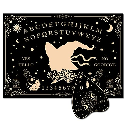 CREATCABIN Hexen-Holz-Geist-Brett Sprechende Ouija-Bretter Pendel-Brett Aus Holz Mit Planchette Wünschelruten-Weissungs-Kit Game Spirit Hunt Metaphysical Message Decor for Wicca Pagan 11.8 x 8.3 Inch von CREATCABIN