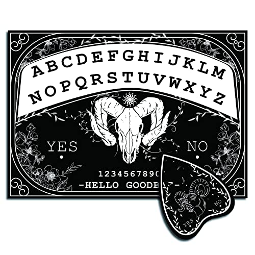 CREATCABIN Holz Geisterbrett Pendelbrett Sprechende Ouija-Bretter Holz Mit Planchette Schwarz Wünschelrute Wahrsagen Kit Spiel Geisterjagd Metaphysische Botschaft Dekor Für Wicca 11.8 x 8.3 Zoll-Ziege von CREATCABIN