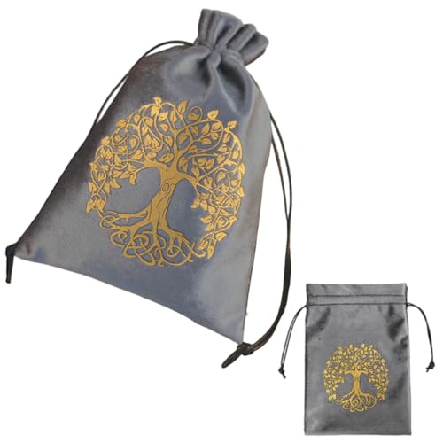 CREATCABIN Samt-Aufbewahrungstasche, Tarotkarten, Taschen, Kordelzug, Taschen, Tarotkarten, Würfel, Deck-Halter, Beutel, grauer Baum des Lebens, weiche Schmuckbeutel für Kristalle, Hexerei, 12,7 x CREATCABIN Samt-Aufbewahrungstasche, Tarotkarten, Taschen, Kordelzug, Taschen, Tarotkarten, Würfel, Deck-Halter, Beutel, grauer Baum des Lebens, weiche Schmuckbeutel für Kristalle, Hexerei, 12,7 x von CREATCABIN