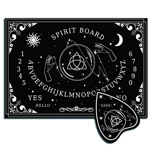 CREATCABIN Wood Spirit Board Pendulum Board Sprechende Ouija-Bretter Aus Holz Mit Planchette Black Dowsing Divination Game Kit Spirit Hunt Metaphysische Botschaft Für Wicca Pagan 11.8 x 8.3 Zoll von CREATCABIN