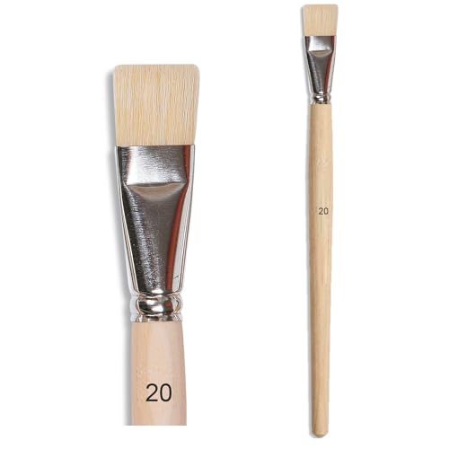 CREATIV DISCOUNT Borstenpinsel für Schule, Hobby & Kunst, flach, kurzer Stiel, Gr. 20 von CREATIV DISCOUNT