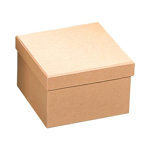 CREATIV DISCOUNT Box Pappe Natur, quadratisch mit Deckel, 13 x 13 x 8,5 cm von CREATIV DISCOUNT