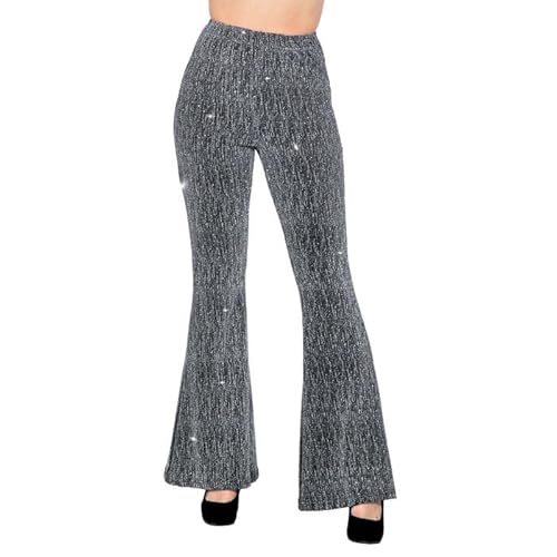 CREATIV DISCOUNT Damen-Kostüm Glitzer-Schlaghose mit Strasssteinen, silber (38-40) von CREATIV DISCOUNT