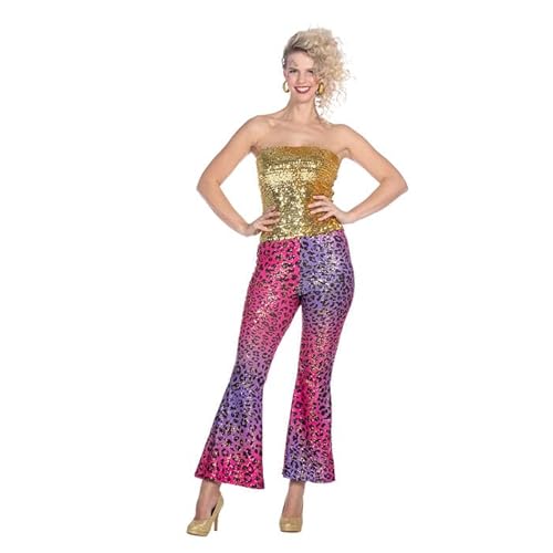 CREATIV DISCOUNT Damen-Kostüm Leoparden-Hose, mit Glitzer, lila-pink, Gr. 46-48 von CREATIV DISCOUNT