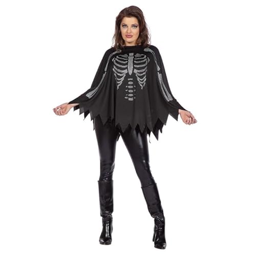CREATIV DISCOUNT Damen-Kostüm Poncho Skelett mit Glitzersteinen, Einheitsgröße CREATIV DISCOUNT Damen-Kostüm Poncho Skelett mit Glitzersteinen, Einheitsgröße von CREATIV DISCOUNT