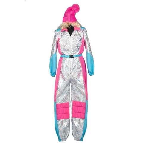 CREATIV DISCOUNT Damen-Kostüm Skianzug Deluxe, silber mit pink und blau, Gr. 38 von CREATIV DISCOUNT