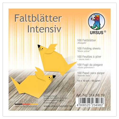 CREATIV DISCOUNT Faltblätter intensiv 100 Blatt, 10x10cm, Maisgelb von CREATIV DISCOUNT