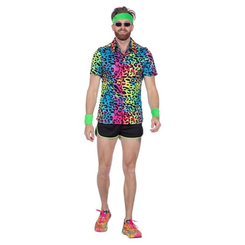CREATIV DISCOUNT Herren-Kostüm Neon-Hemd Leopard, neon-bunt, Gr. L von CREATIV DISCOUNT