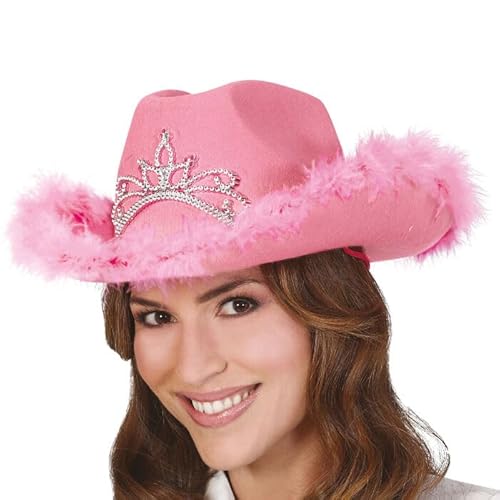 CREATIV DISCOUNT Hut Cowgirl rosa mit silbernem Schmuck und Marabou CREATIV DISCOUNT Hut Cowgirl rosa mit silbernem Schmuck und Marabou von CREATIV DISCOUNT