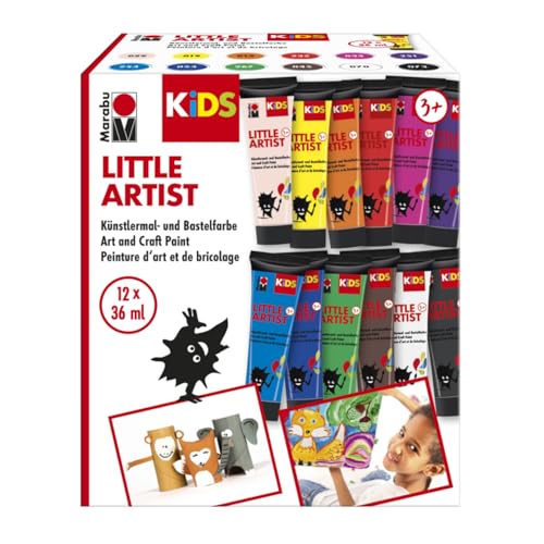 CREATIV DISCOUNT Kids Little Artist Mal- und Bastelfarbe, 12er Set, 12x 36 ml von CREATIV DISCOUNT