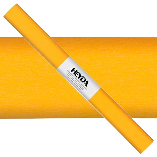 CREATIV DISCOUNT Krepp-Papier farbfest, 50 x 250 cm, 32 g/qm, 1 Rolle, Sonnengelb von CREATIV DISCOUNT