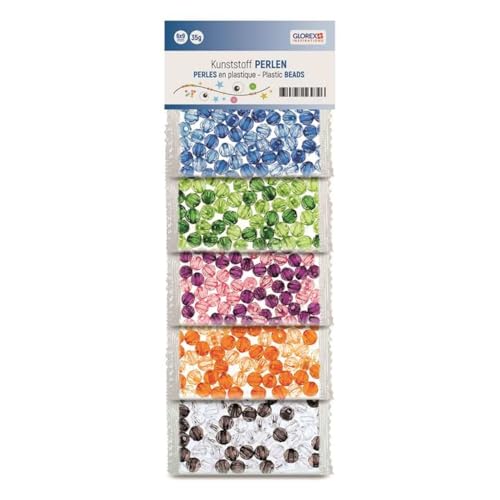 CREATIV DISCOUNT Kunststoffperlen-Mix, 6 mm, 50 g, transparent bunt in 5 Farben von CREATIV DISCOUNT