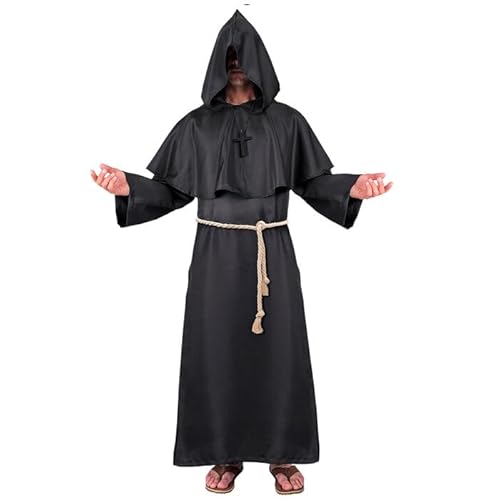 CREATIV DISCOUNT NEU Herren-Kostüm Dunkler Mönch, inkl. Robe, Kapuze, Gürtel und Kette, Gr. L-XL von CREATIV DISCOUNT