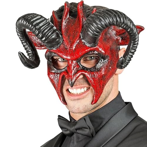 CREATIV DISCOUNT NEU Teufels-Maske Halloween Dämon, rot-schwarz von CREATIV DISCOUNT