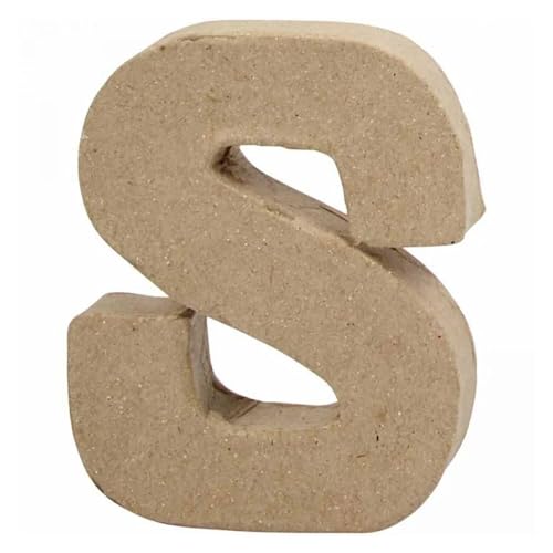 CREATIV DISCOUNT Papp-Buchstabe, 10 cm, Stärke 1,7 cm, Natur, S von CREATIV DISCOUNT