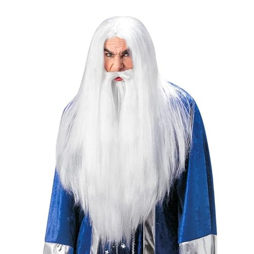 NEU Perücke Fantasy Zauberer, mit Bart, weiß von CREATIV DISCOUNT