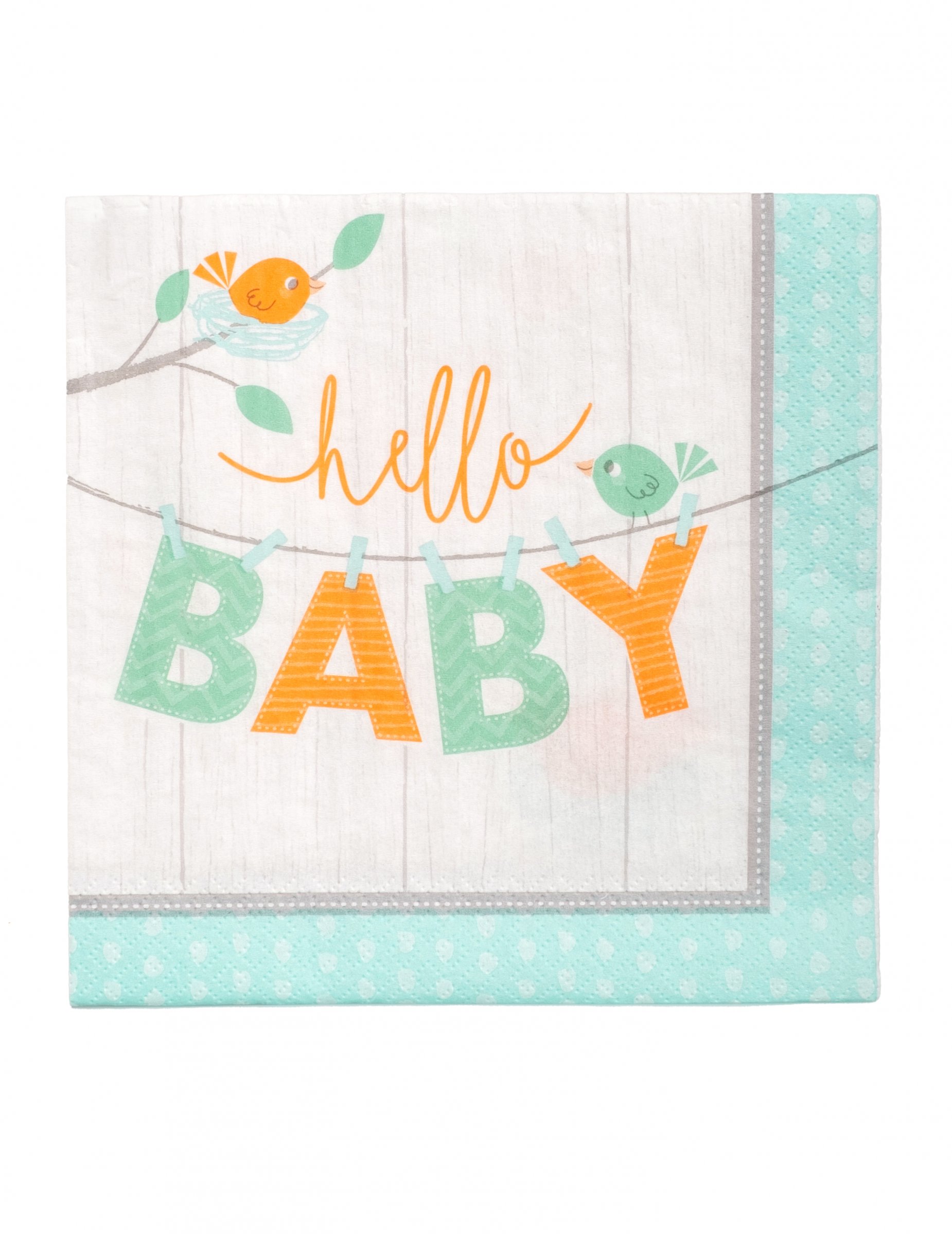 16 Hello Baby Papierservietten blau Vögel Babyparty von CREATIVE PARTY USA