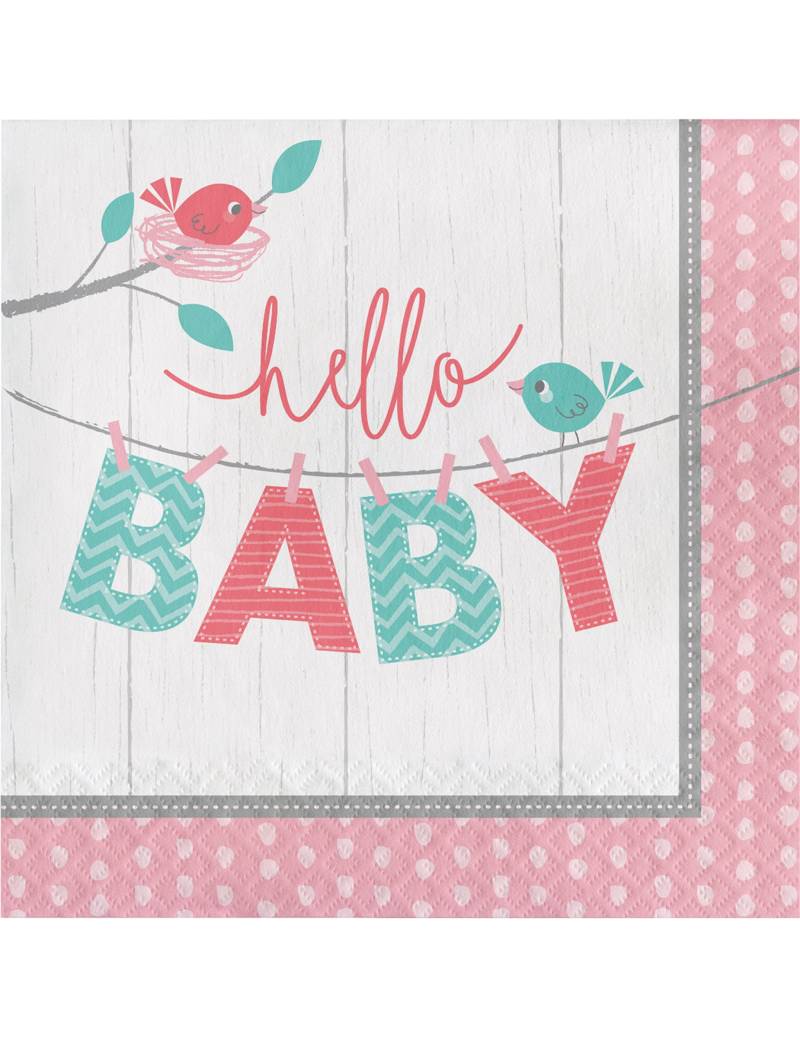 16 Hello Baby Servietten rosa 33 x 33 cm für Taufe 16 Hello Baby Servietten rosa 33 x 33 cm für Taufe von CREATIVE PARTY USA