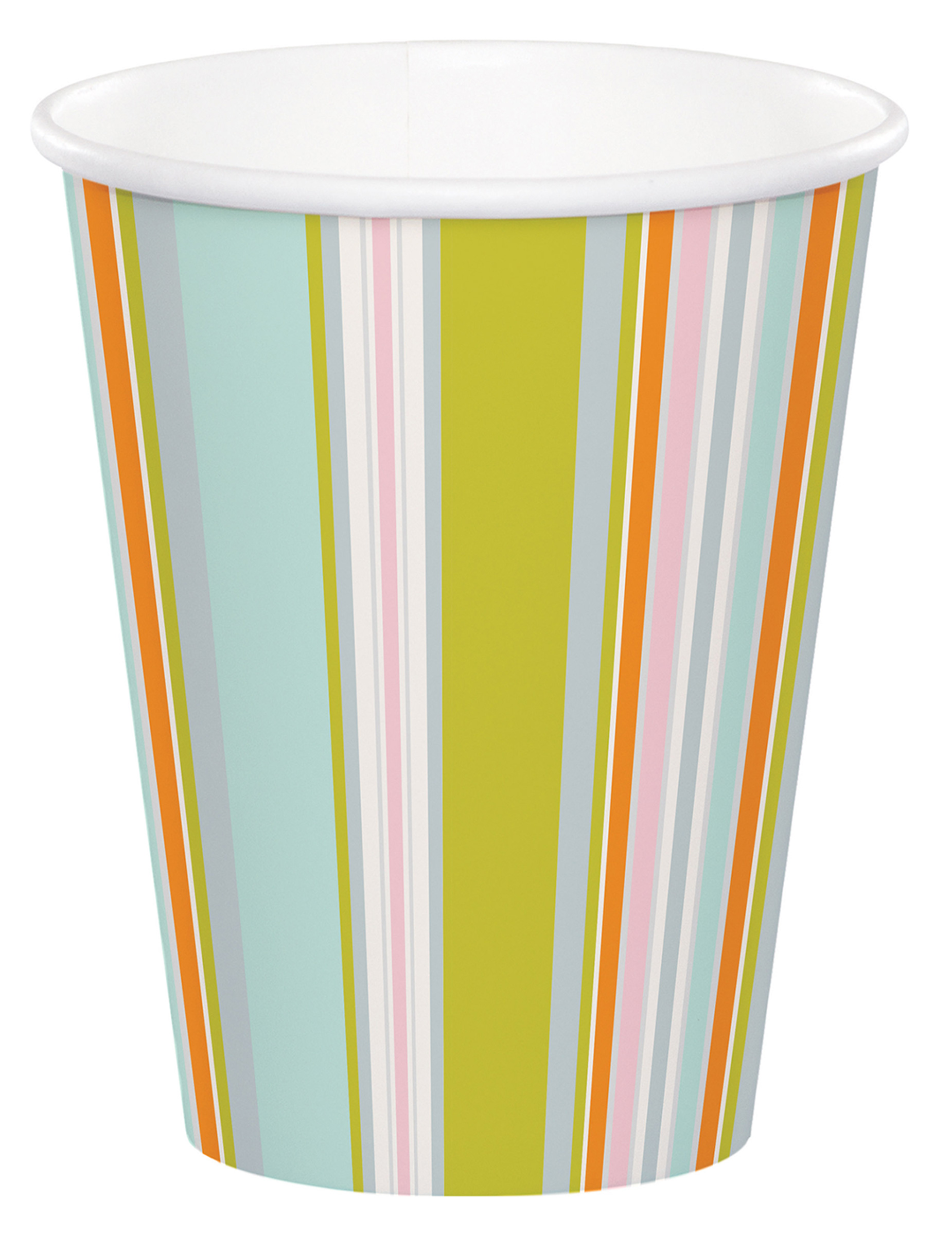 8 Pappbecher Dschungel Gestreift 256 ml von CREATIVE PARTY USA