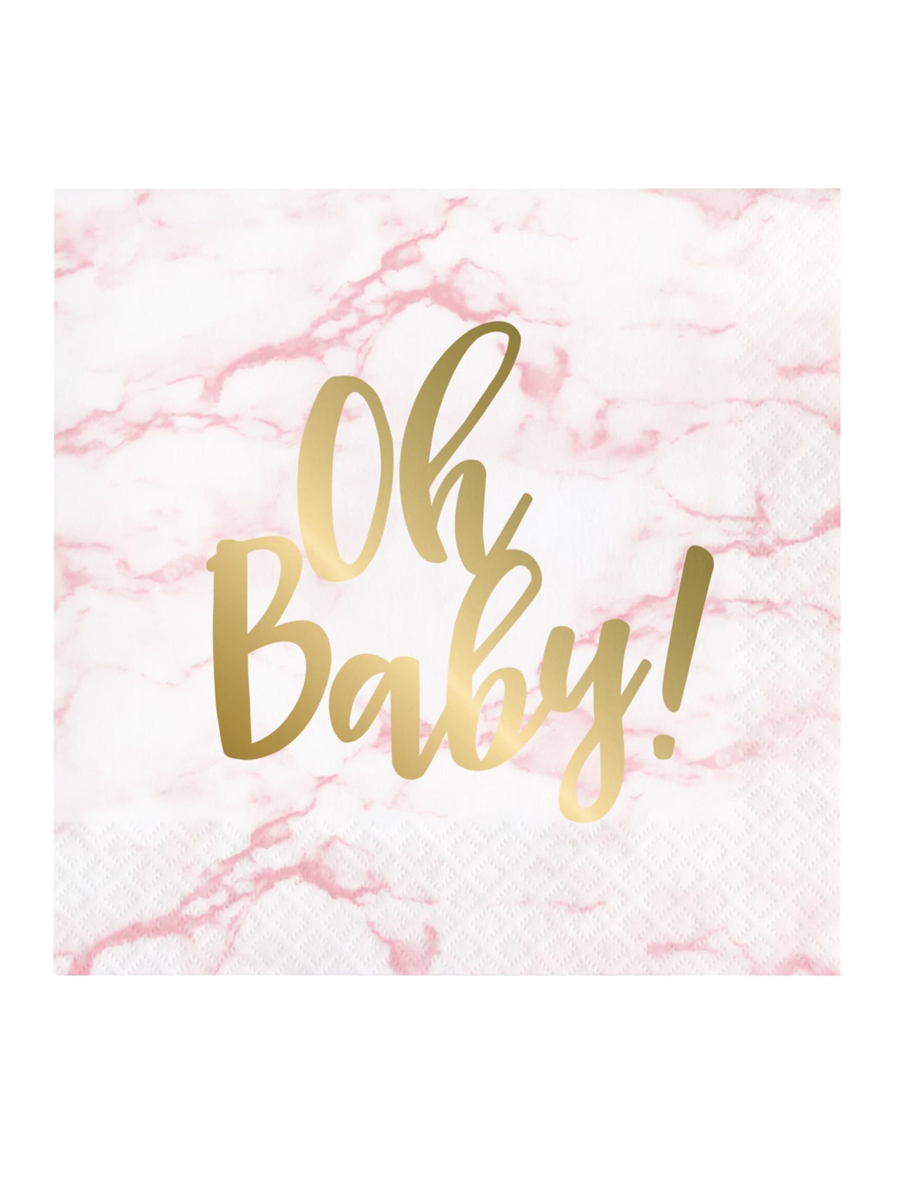 16 Papierservietten Marmor-Optik Pink + Gold Oh Baby 33x33cm von CREATIVE PARTY