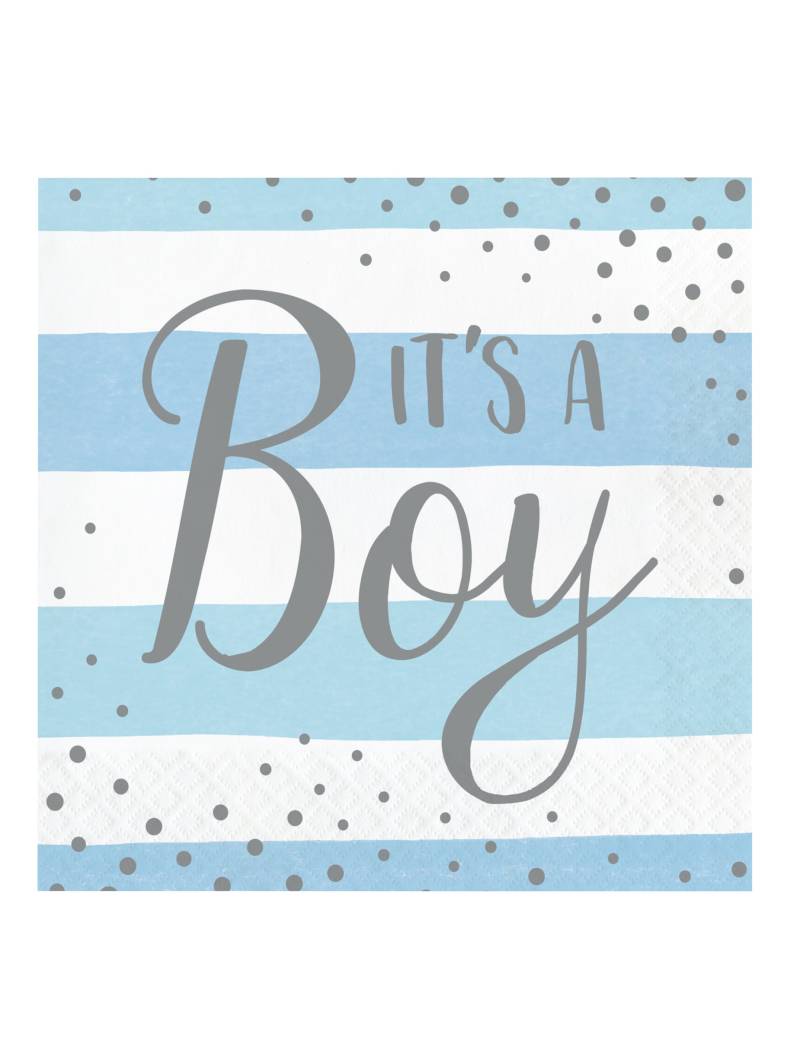 16 Papierservietten it's a boy Blau-Weiß Silberne Punkte 33x33 cm Babyparty Streifen 16 Papierservietten it's a boy Blau-Weiß Silberne Punkte 33x33 cm Babyparty Streifen von CREATIVE PARTY