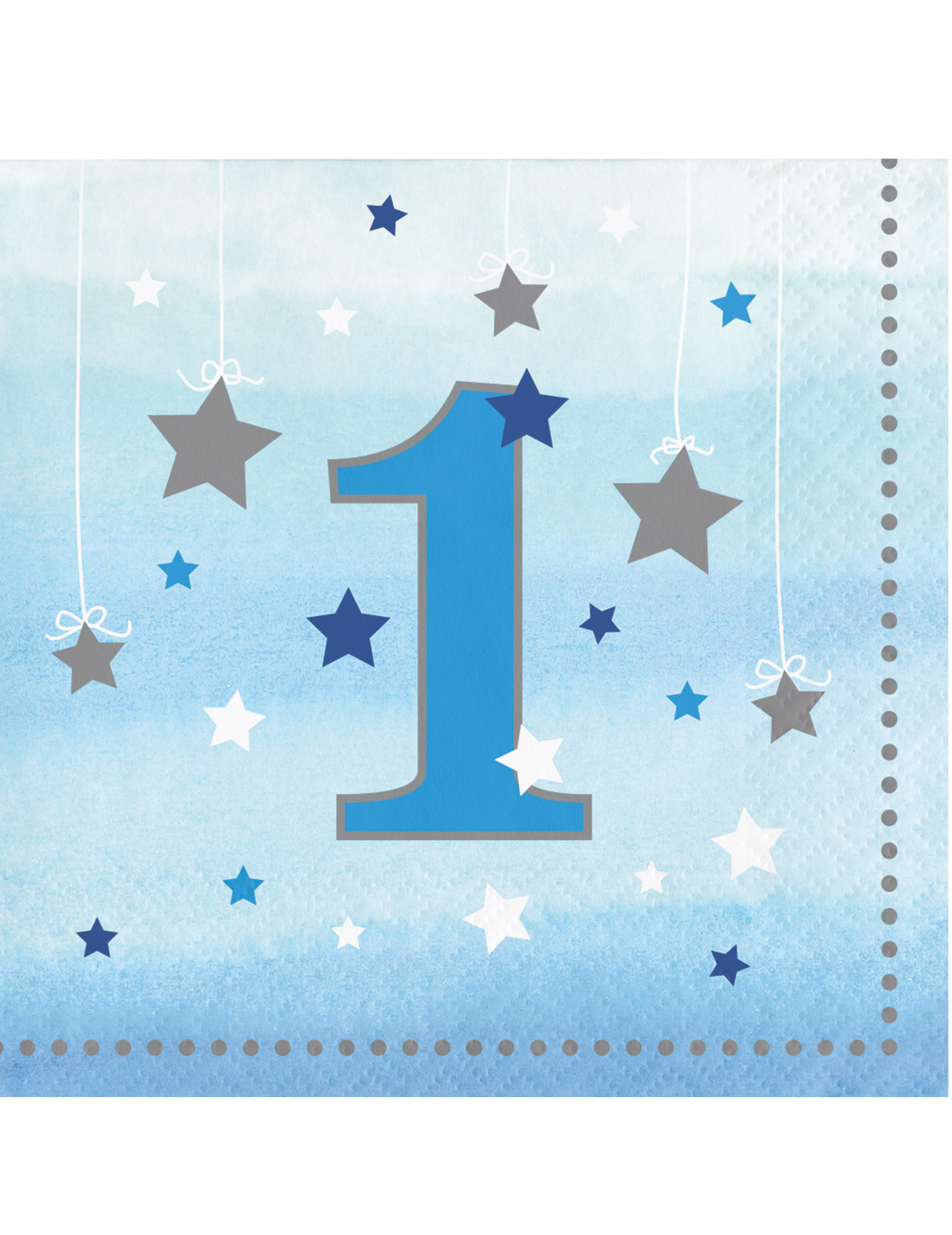 16 Servietten 1. Geburtstag Jungen blau mit Sternen 25 x 25 cm von CREATIVE PARTY