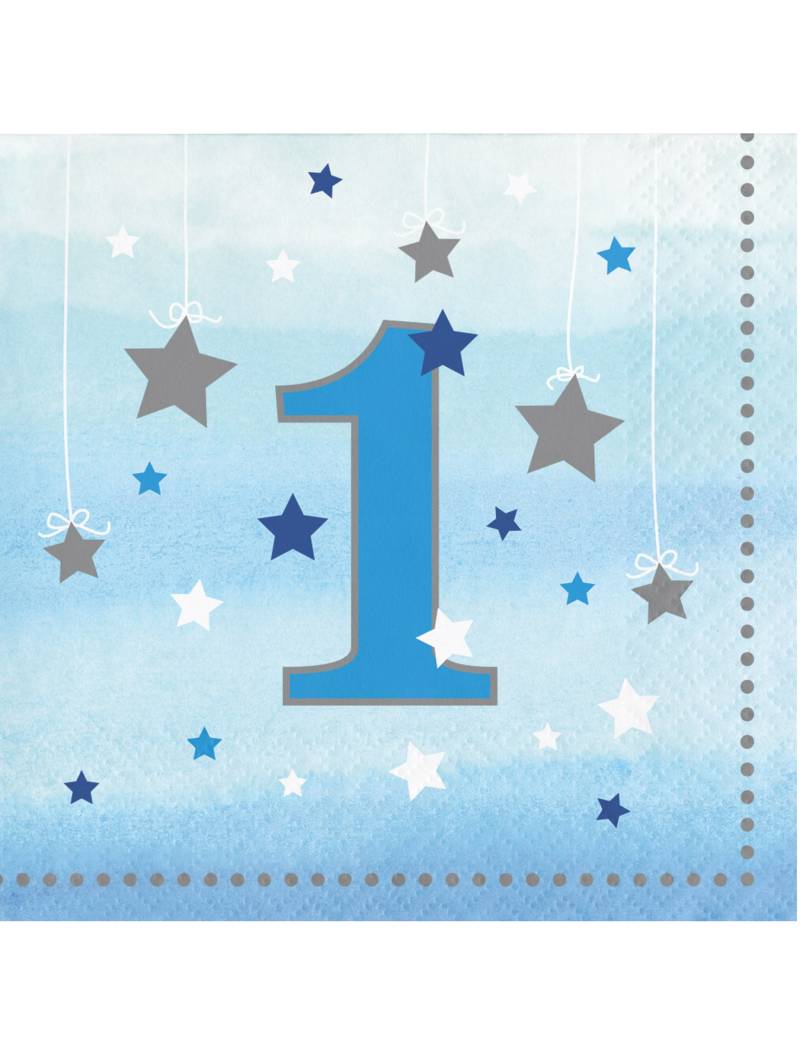 16 Servietten 1. Geburtstag Jungen blau mit Sternen 25 x 25 cm 16 Servietten 1. Geburtstag Jungen blau mit Sternen 25 x 25 cm von CREATIVE PARTY