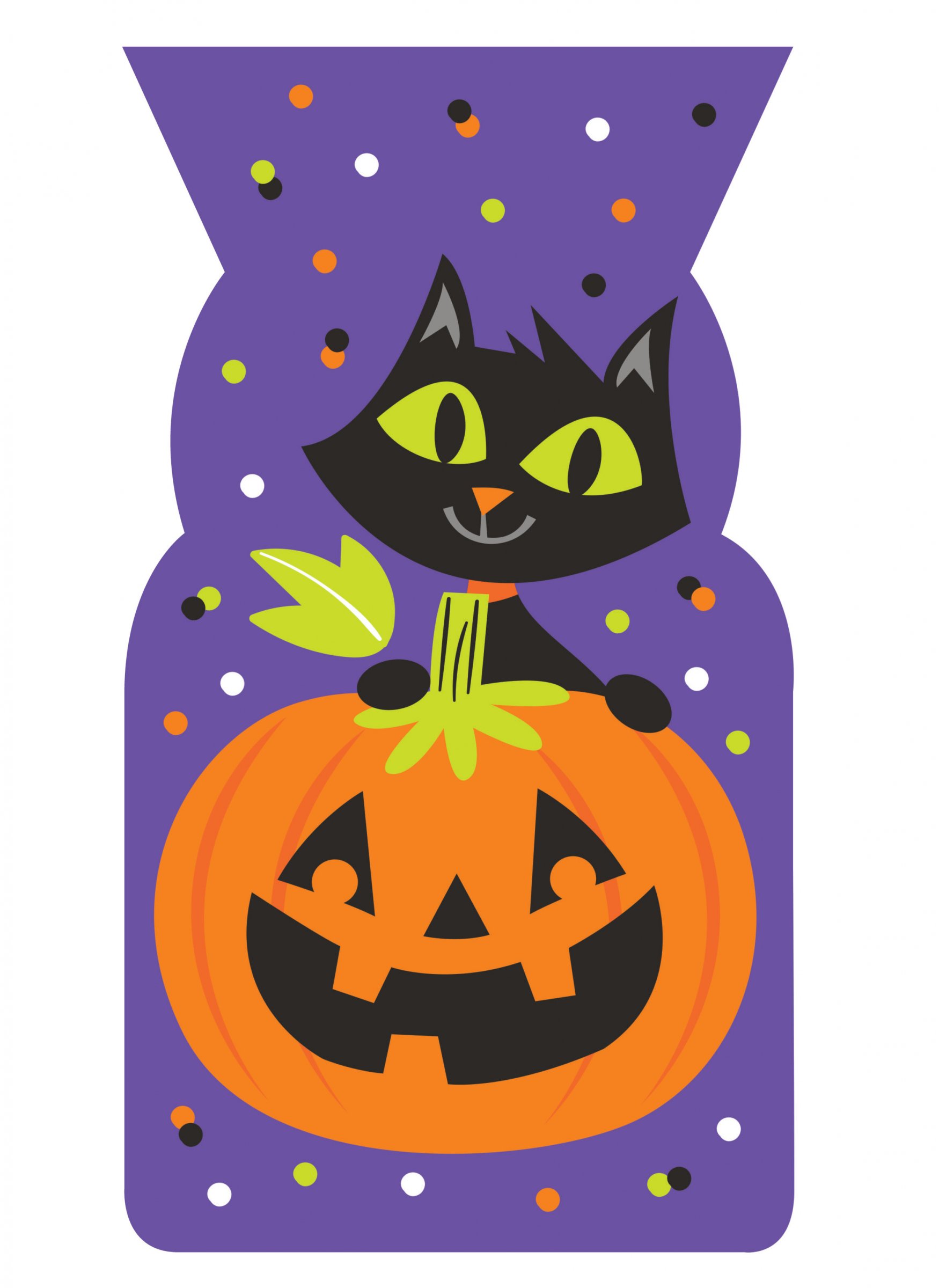 20 Halloween Bonbontüten Katze + Kürbis lila 13 x 23 cm von CREATIVE PARTY