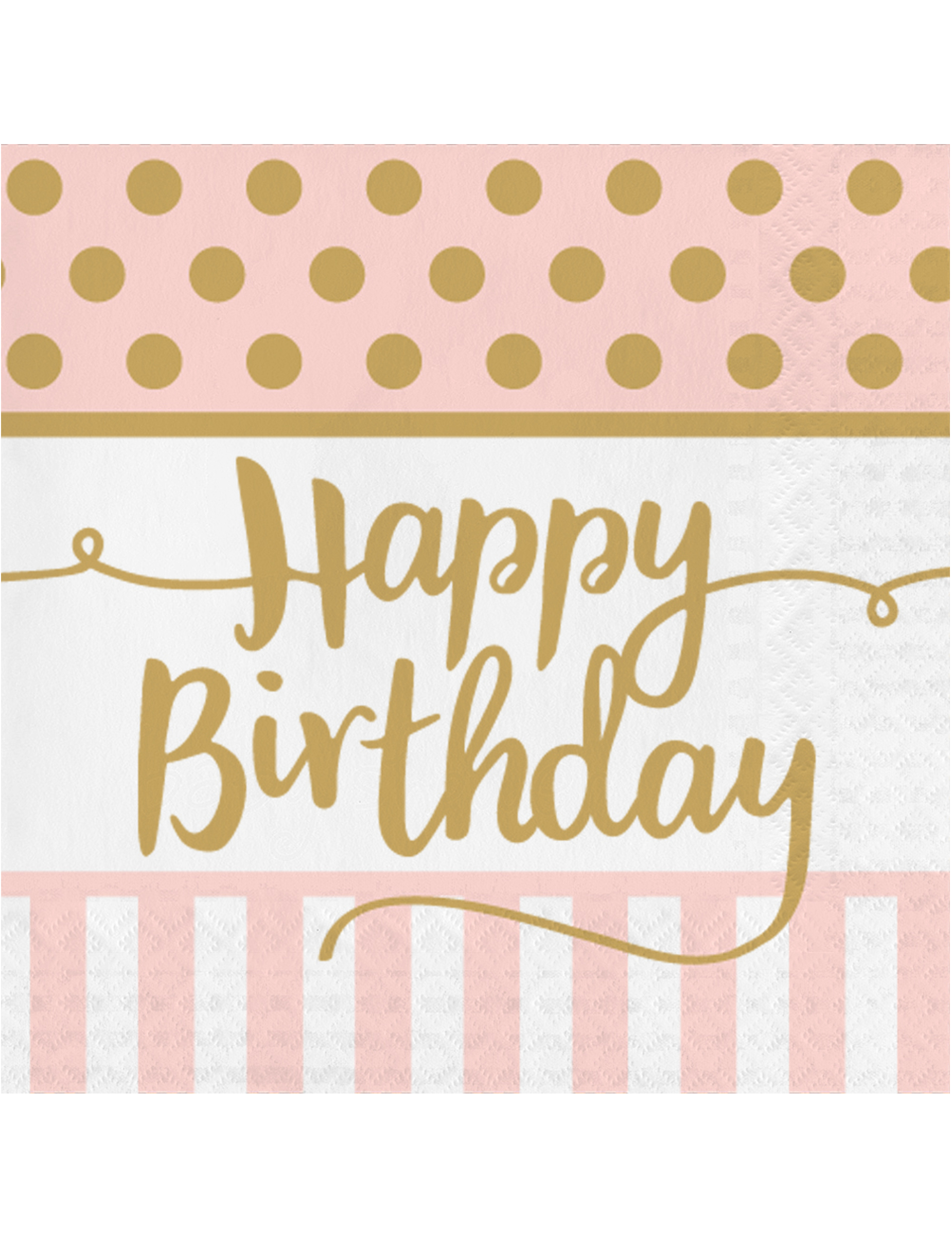 20 Papierservietten Happy Birthday Rosa und Gold 33 x 33 cm für Geburtstag von CREATIVE PARTY