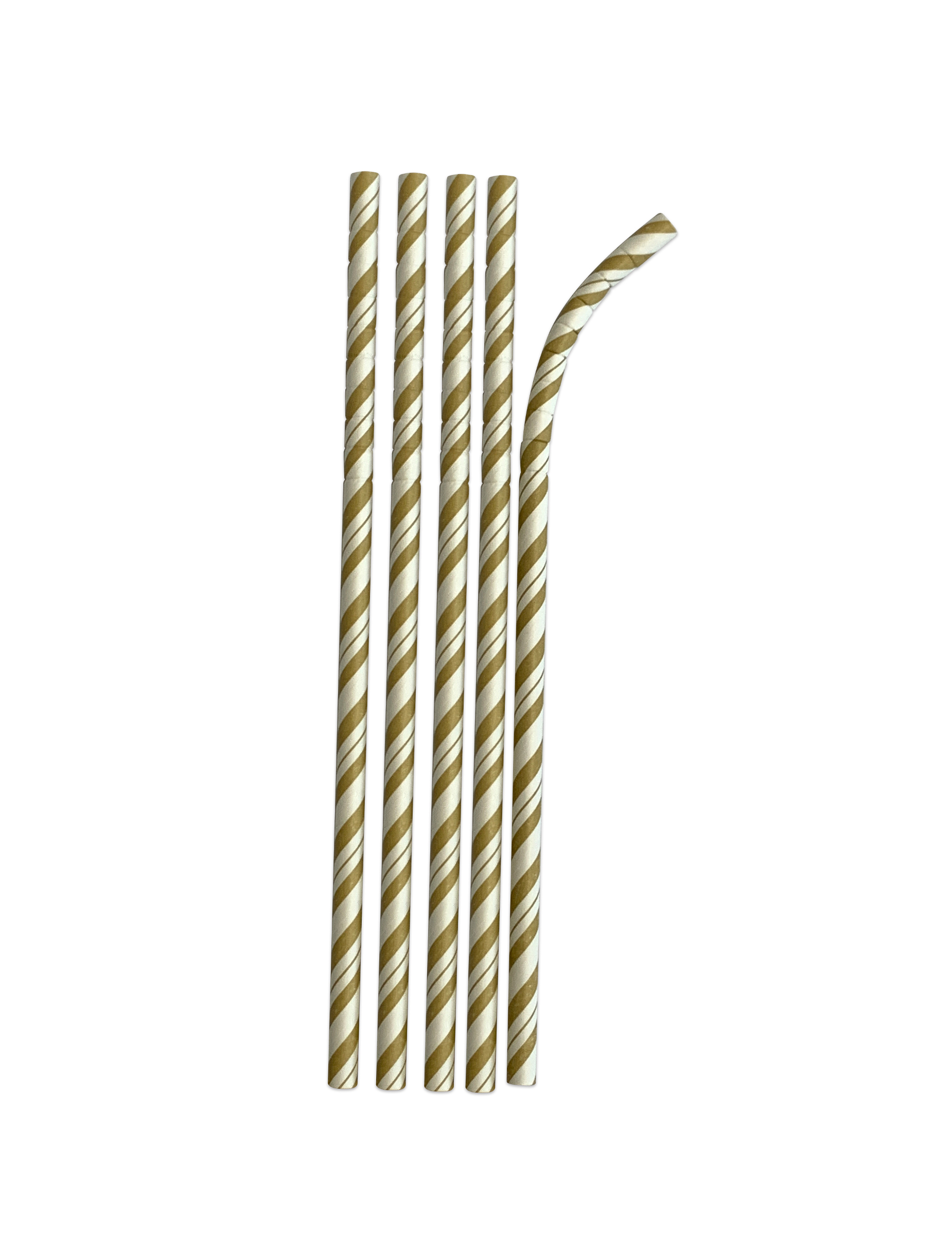24 goldene Papier-Strohhalme flexibel gestreift 19,7 cm von CREATIVE PARTY