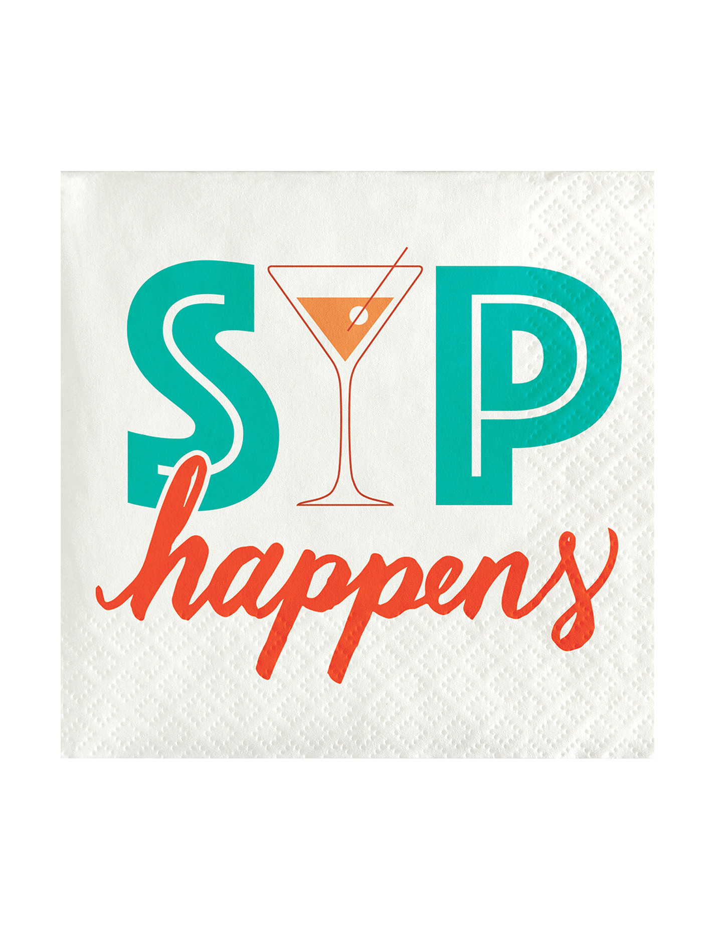 24 kleine Papierservietten Sip Happens Cocktail 25 x 25 cm von CREATIVE PARTY