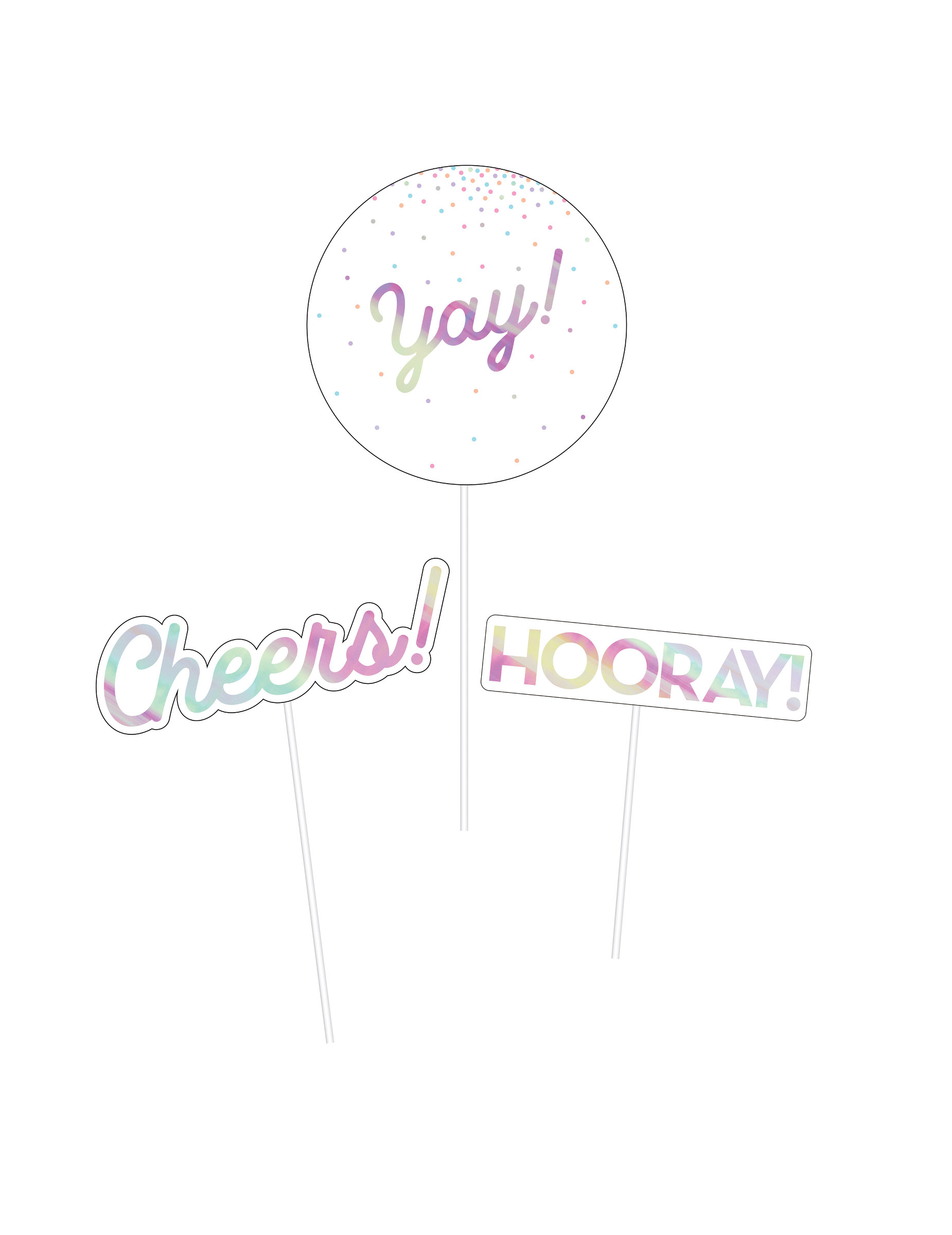 3er-Set irisierende Tischdeko-Stecker 35,6 x 12,7 cm Geburtstagsdekoration von CREATIVE PARTY