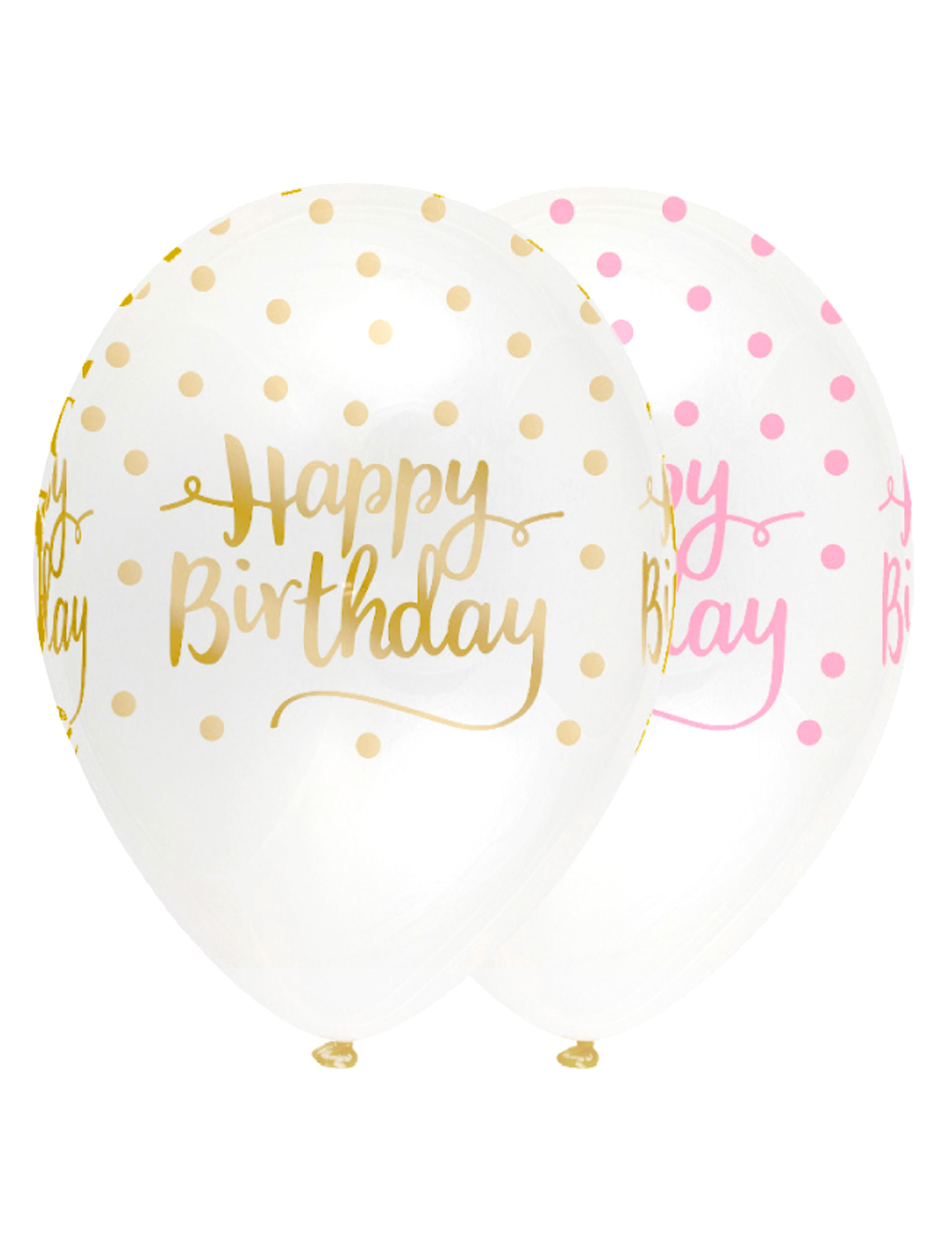 6 Happy Birthday Latexballons mit Punkten Rosa + Gold 30cm von CREATIVE PARTY