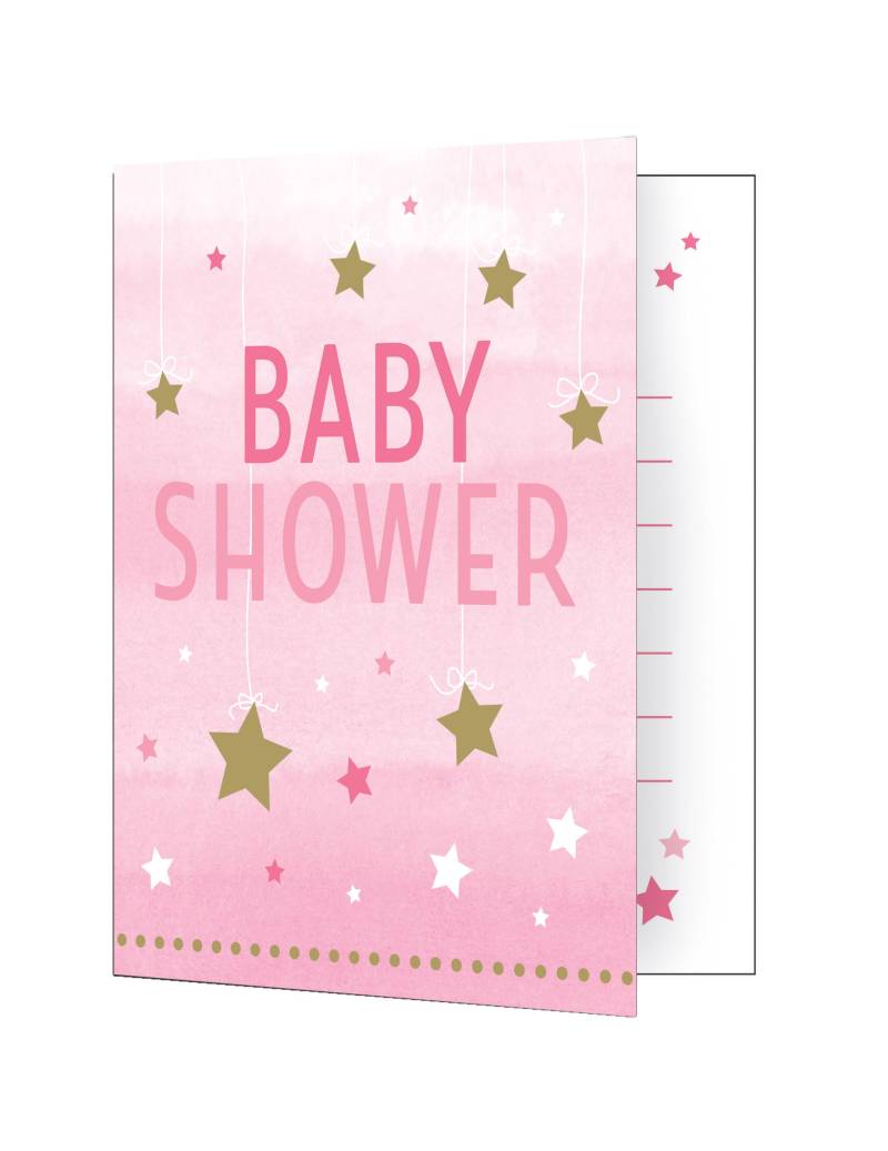 8 Einladungskarten Baby Shower Rosa One Little Star 10 x 12 cm mit goldenen Sternen 8 Einladungskarten Baby Shower Rosa One Little Star 10 x 12 cm mit goldenen Sternen von CREATIVE PARTY