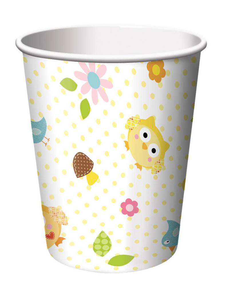 8 Pappbecher Eule aus Karton 266 ml 8 Pappbecher Eule aus Karton 266 ml von CREATIVE PARTY