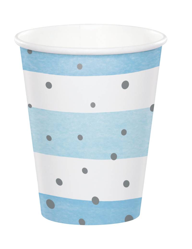 8 Pappbecher blau-weiß gestreift mit silbernen Punkten 256ml 8 Pappbecher blau-weiß gestreift mit silbernen Punkten 256ml von CREATIVE PARTY