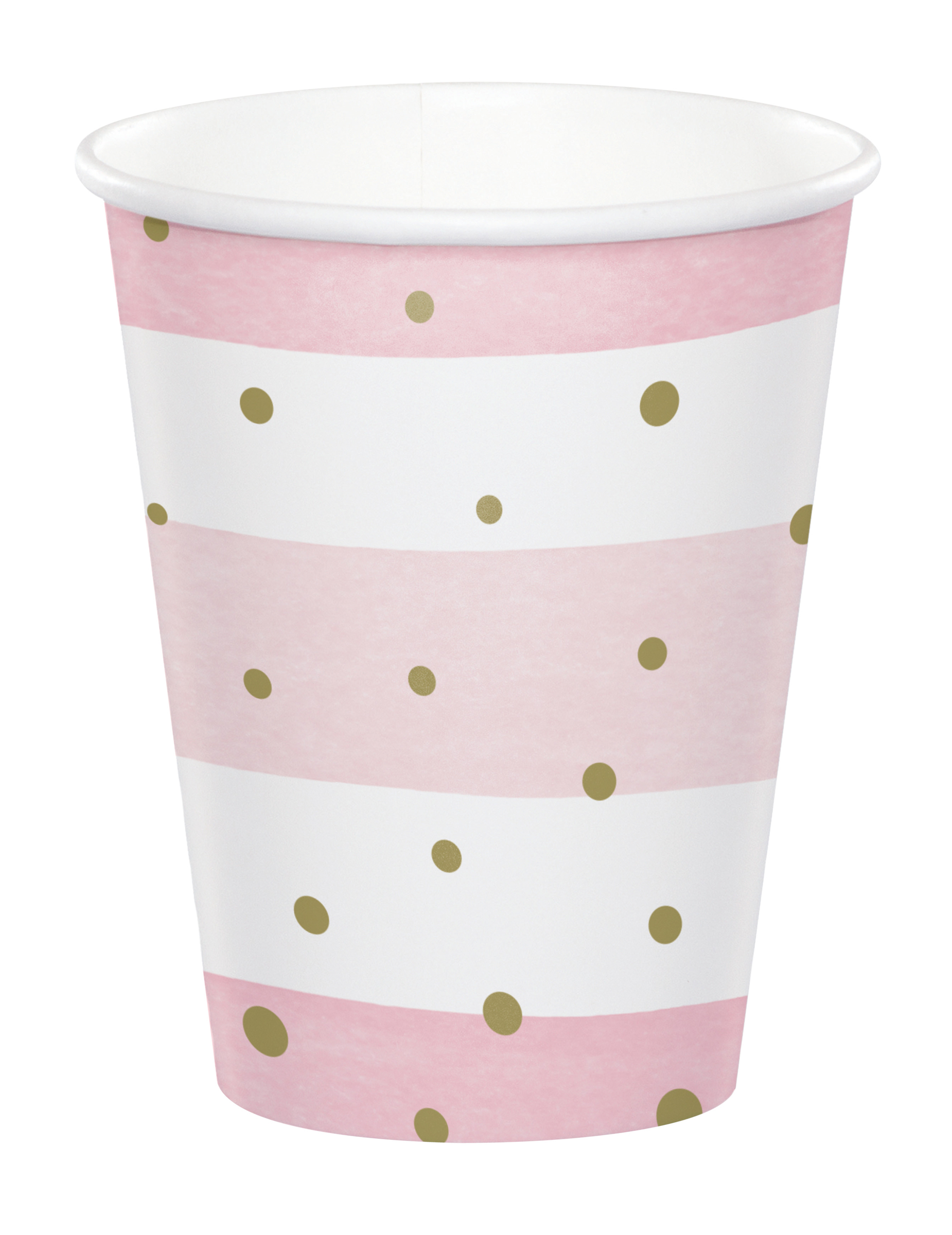 8 Pappbecher in Rosa und Weiß mit goldenen Punkten 256 ml für Baby Shower von CREATIVE PARTY