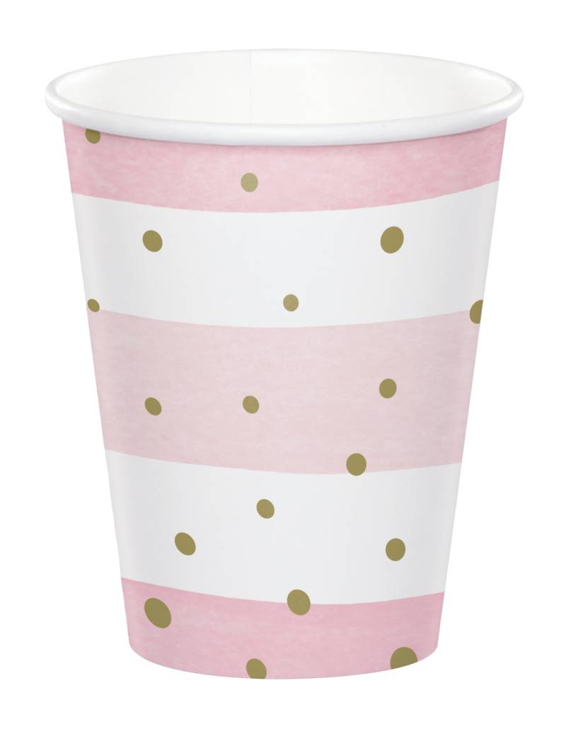 8 Pappbecher in Rosa und Weiß mit goldenen Punkten 256 ml für Baby Shower 8 Pappbecher in Rosa und Weiß mit goldenen Punkten 256 ml für Baby Shower von CREATIVE PARTY