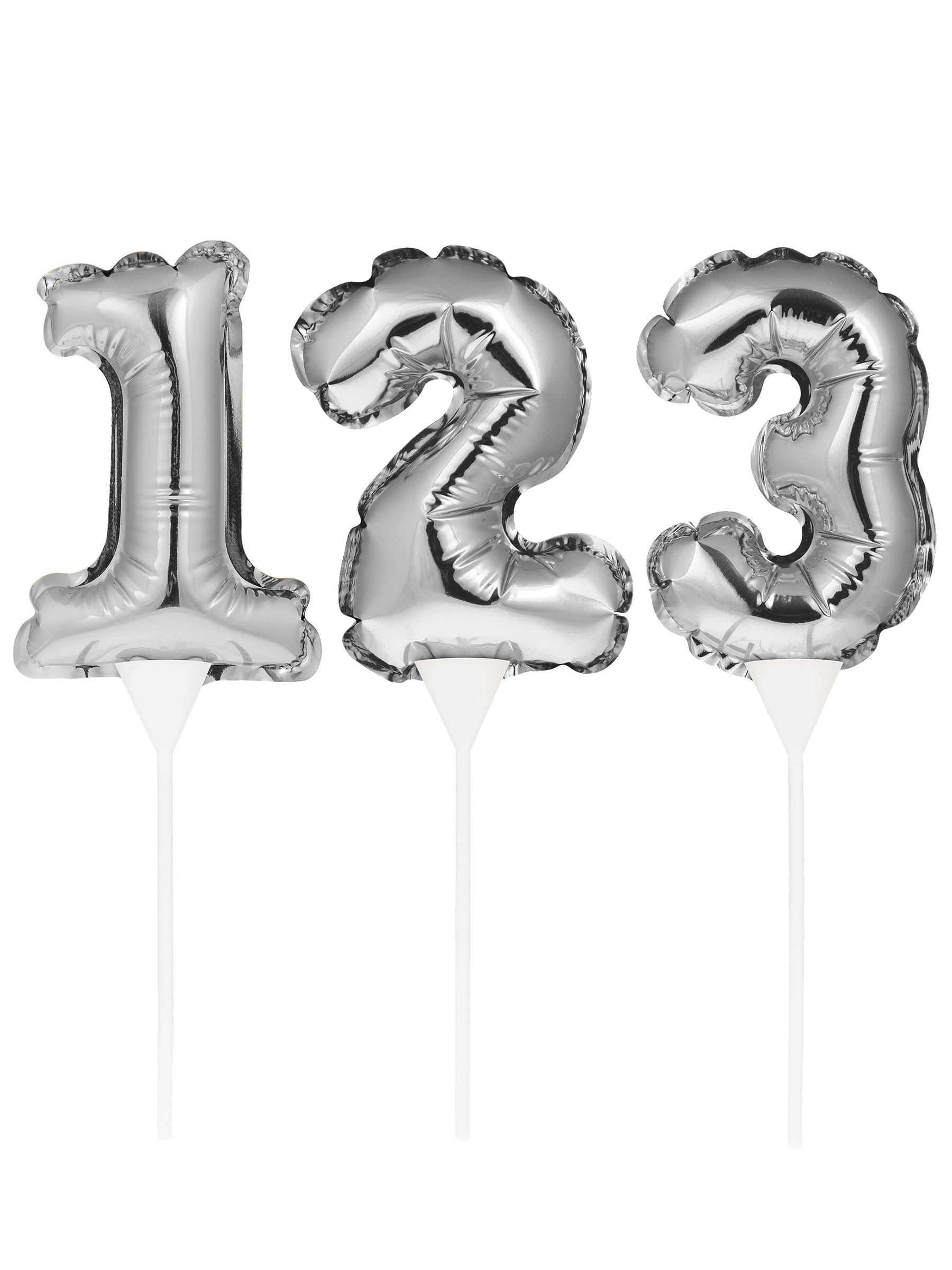 Aufblasbarer Tortenstecker silberne Zahl 22 cm selbstaufblasend von CREATIVE PARTY