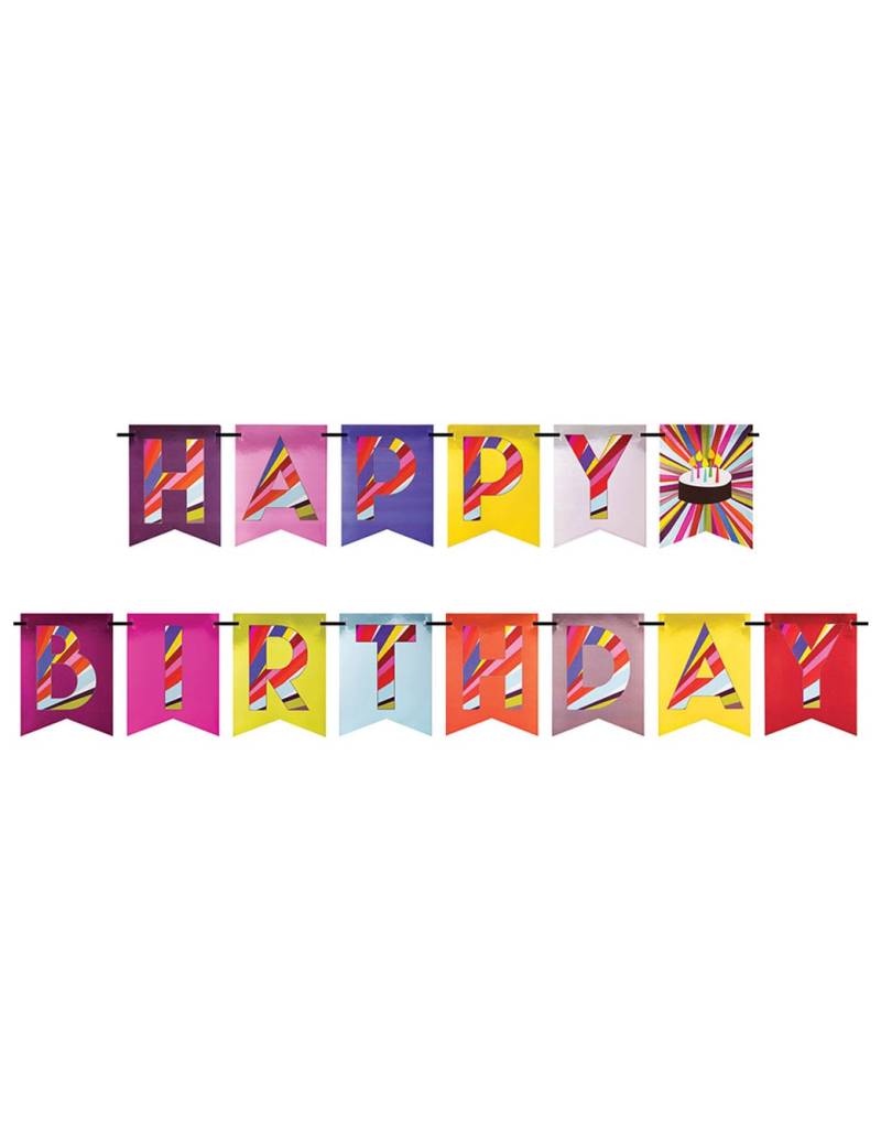 Bunte Happy Birthday Girlande mit Geburtstagskuchen-Motiv 2,45m Bunte Happy Birthday Girlande mit Geburtstagskuchen-Motiv 2,45m von CREATIVE PARTY