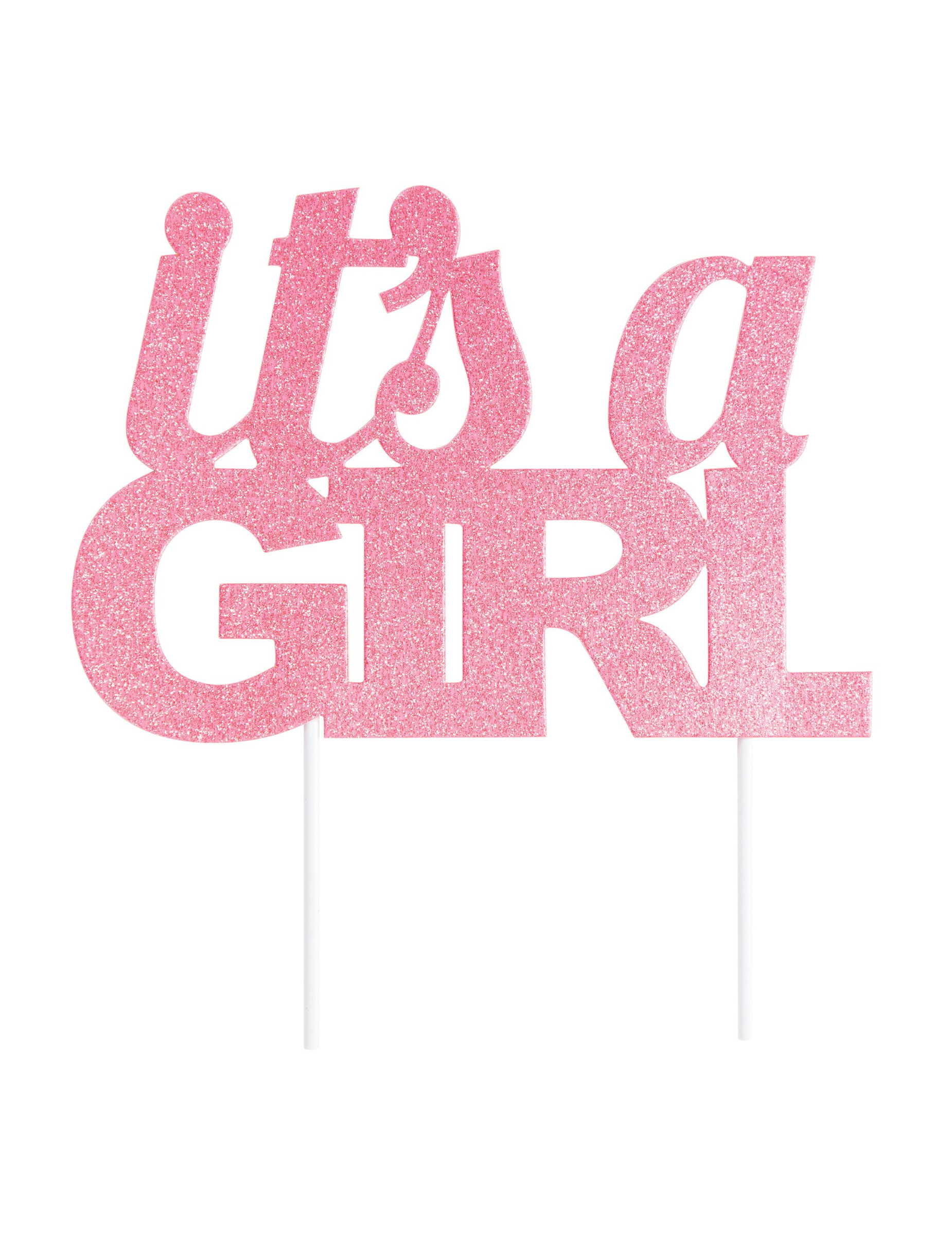 Cake Topper It's a girl 20 cm Rosa Glitzer von CREATIVE PARTY