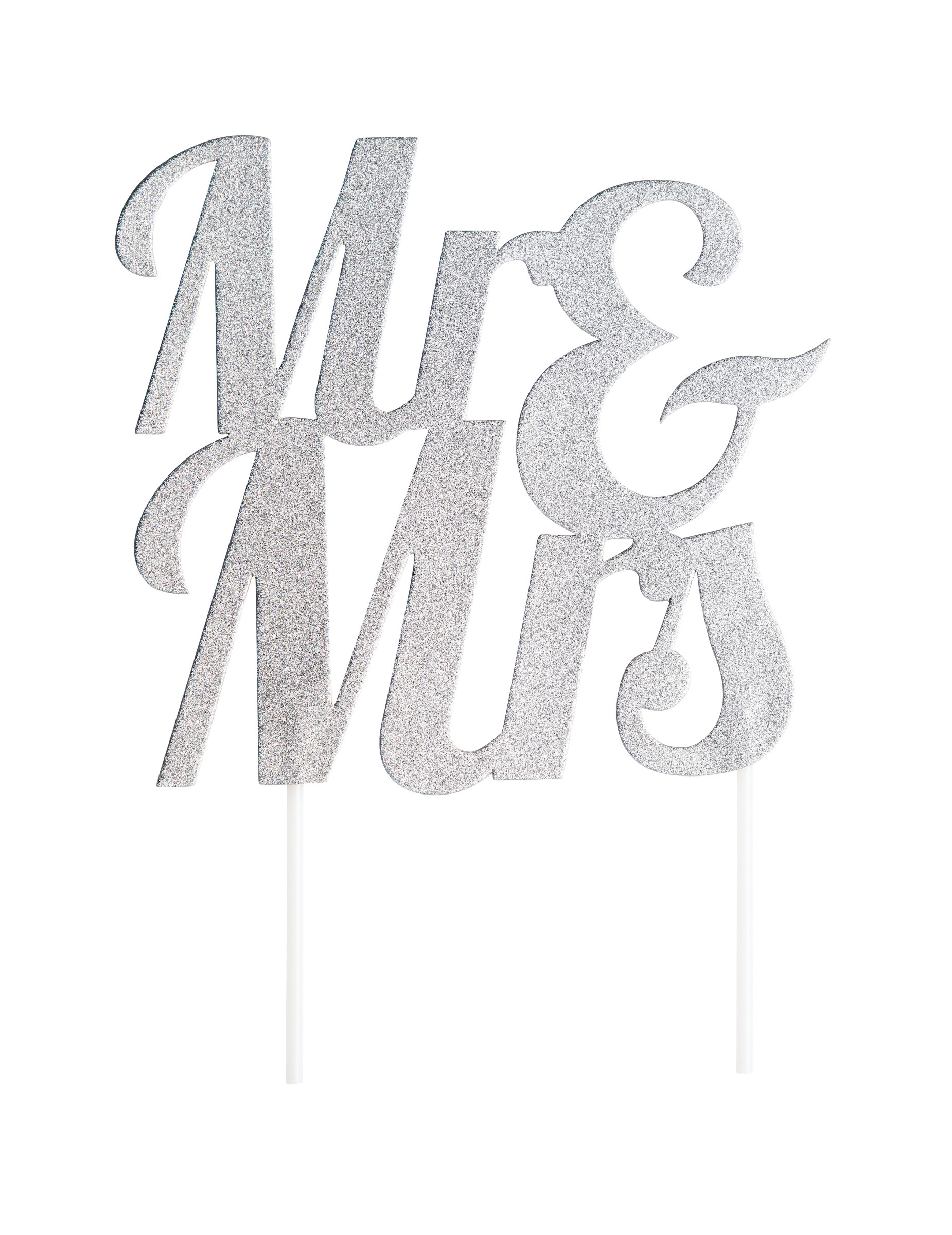 Cake Topper Mr + Mrs Silber Glitzer 18 x 23 cm Hochzeit Tortenfigur Kunststoff von CREATIVE PARTY