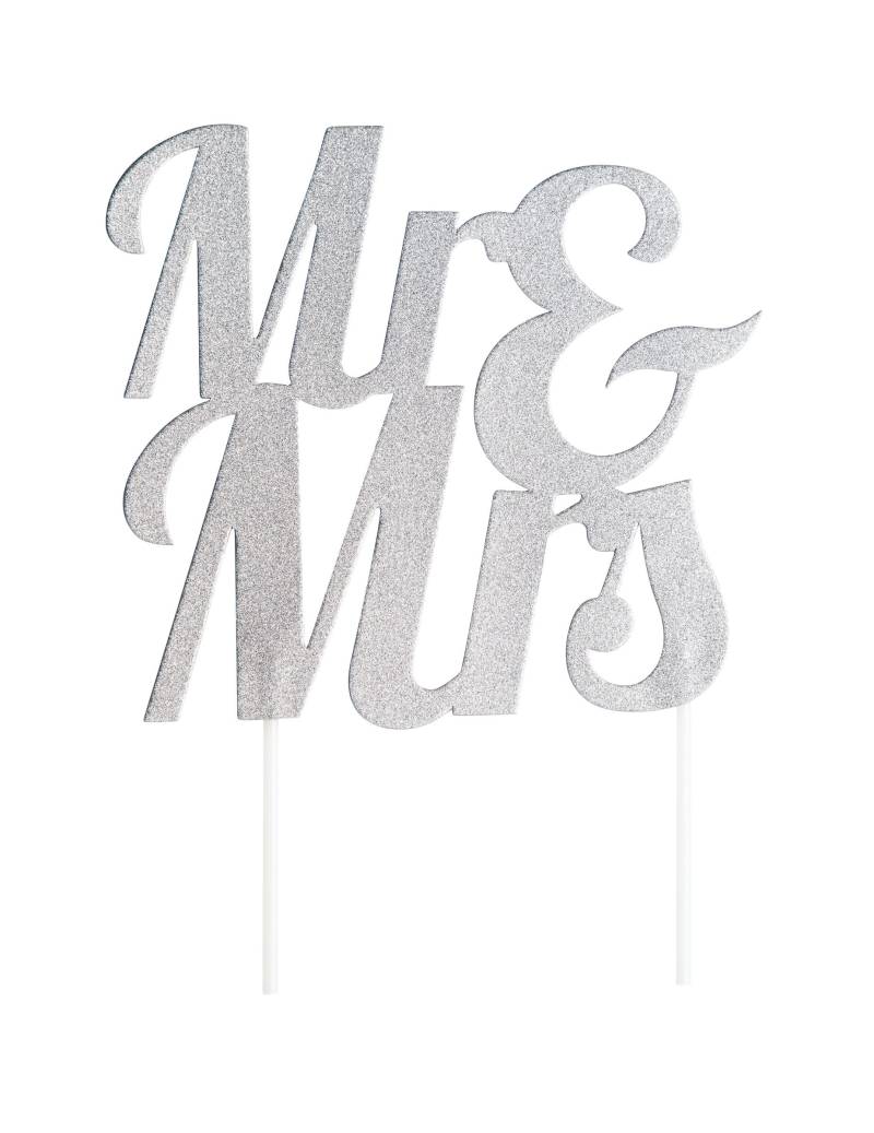 Cake Topper Mr + Mrs Silber Glitzer 18 x 23 cm Hochzeit Tortenfigur Kunststoff Cake Topper Mr + Mrs Silber Glitzer 18 x 23 cm Hochzeit Tortenfigur Kunststoff von CREATIVE PARTY
