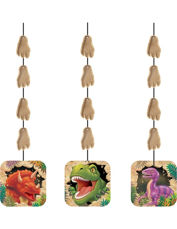 Dinosaurier Hänge-Dekorationen Kindergeburtstag 3 Stück Dinosaurier Hänge-Dekorationen Kindergeburtstag 3 Stück von CREATIVE PARTY